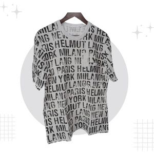 Helmut Lang- All Over XCotton Logo Graphic Tee Men t-shirt , White/Black, Size M